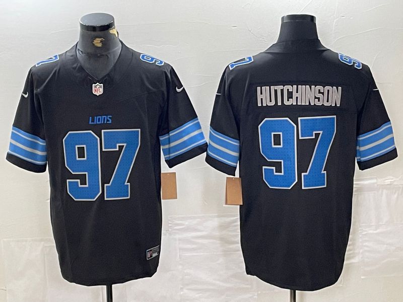 Men Detroit Lions 97 Hutchinson Black Three generations 2024 Nike Vapor F.U.S.E. Limited NFL Jersey